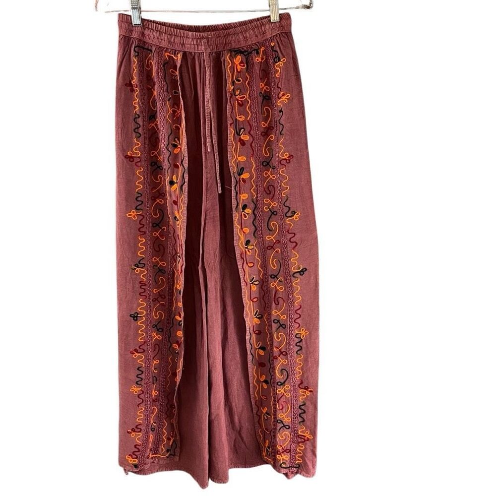 Harem Trouser Funky Festival Embroidery Aladdin Pant Side Split Hippie Boho One